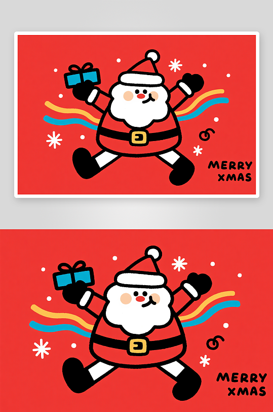 开心圣诞老人创意抽象圣诞节插画-众图网