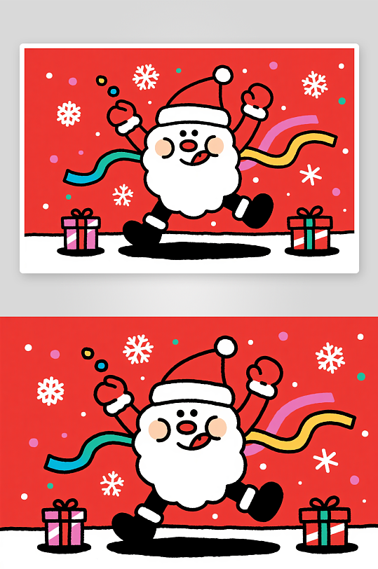 铃铛开心圣诞老人创意抽象圣诞节插画-众图网