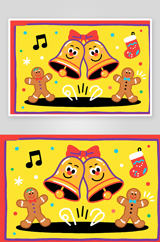 铃铛开心圣诞老人创意抽象圣诞节插画-众图网