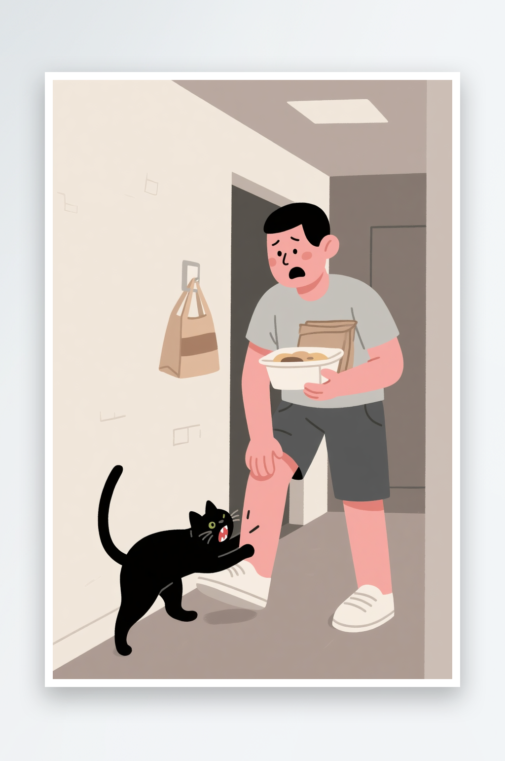摸猫狗误伤预防宠物猫猫狗狗咬人伤人插画素材