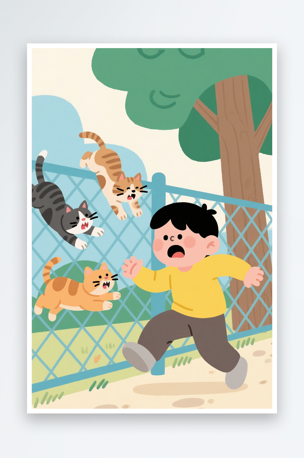 宠物伤人预防宠物猫猫狗狗咬人伤人插画素材