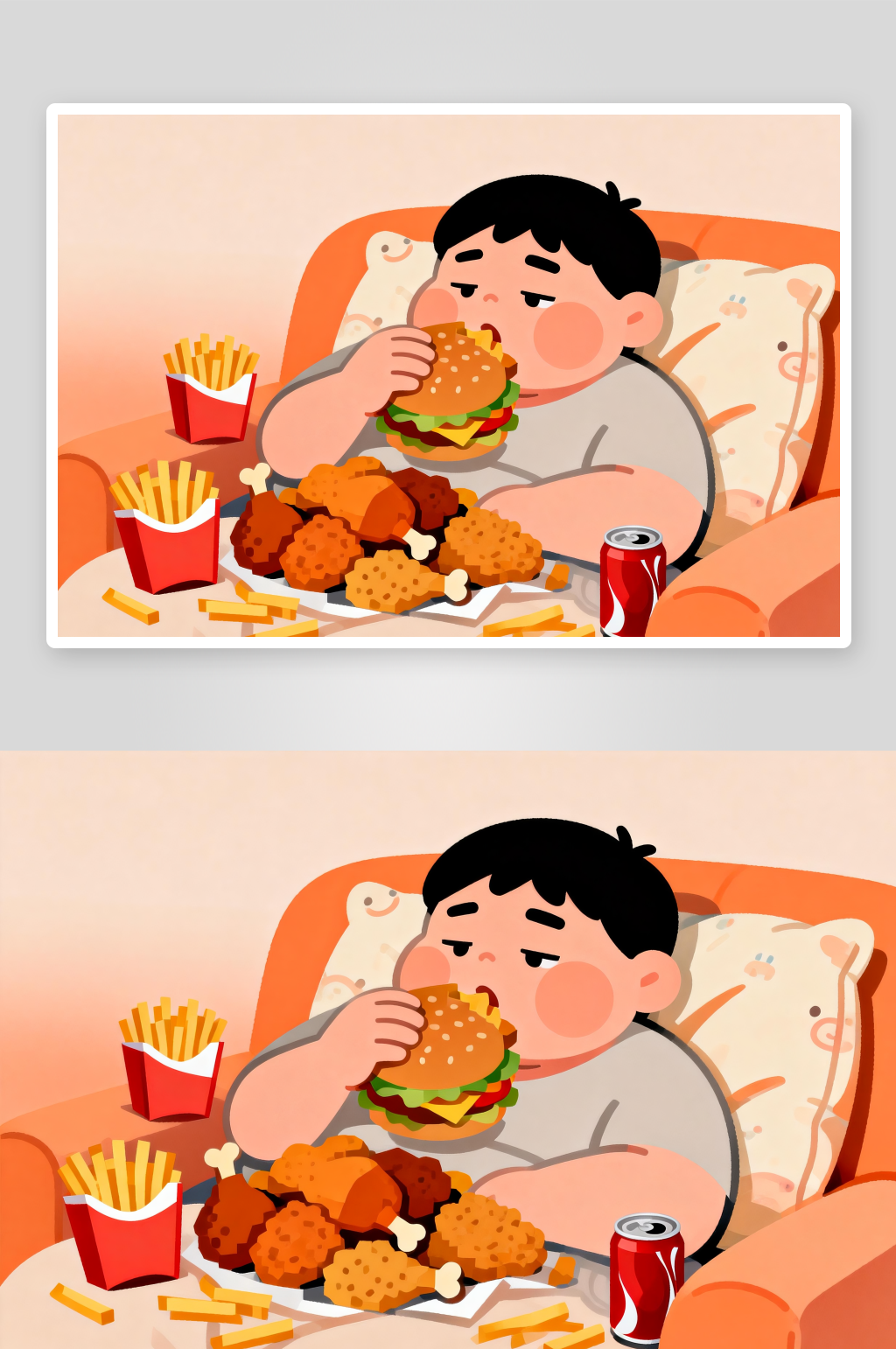 卡通不良生活习惯暴饮暴食戒烟戒酒插画素材