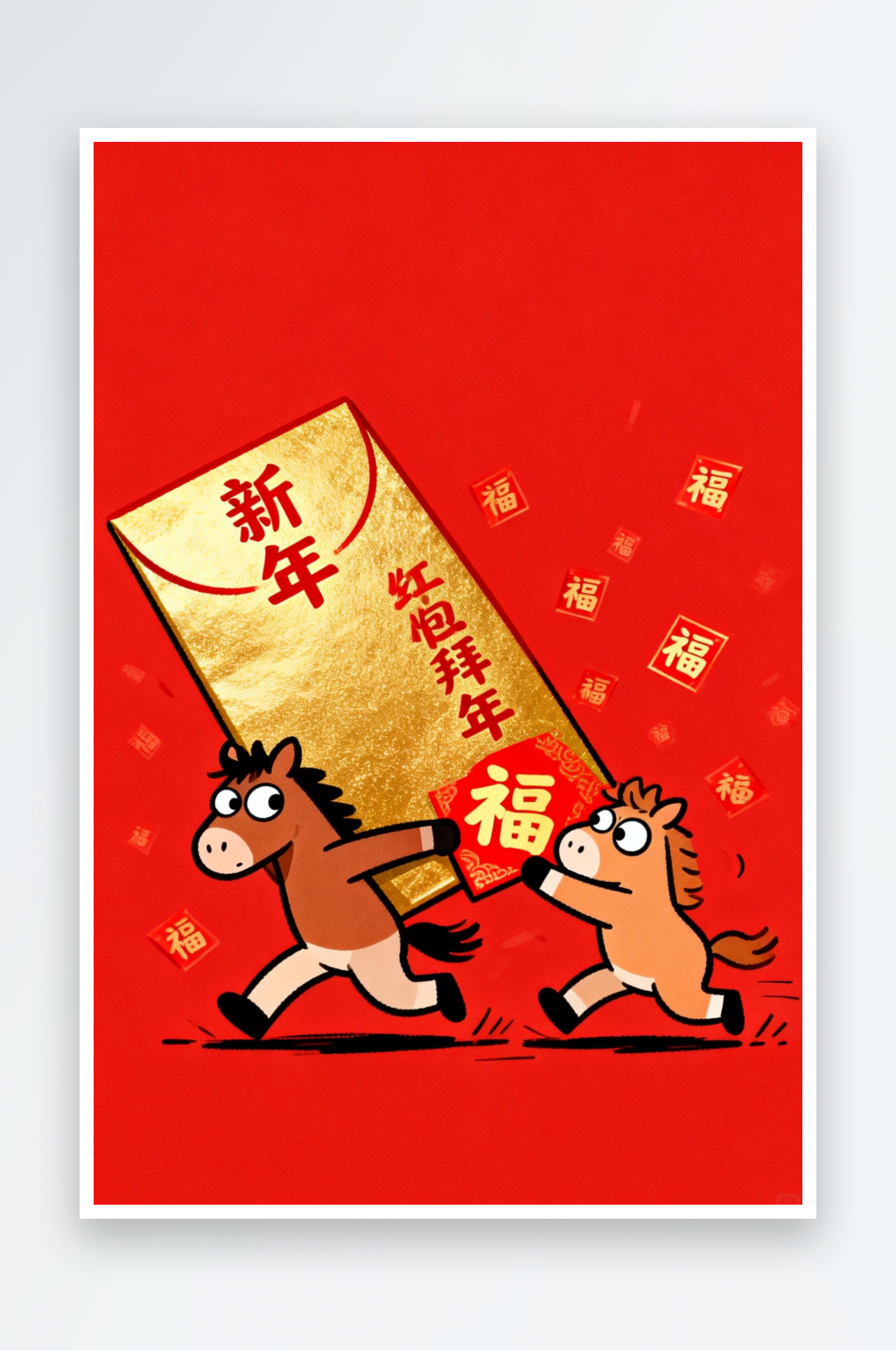 保龄球汤圆抽象夸张2026年马年插画素材