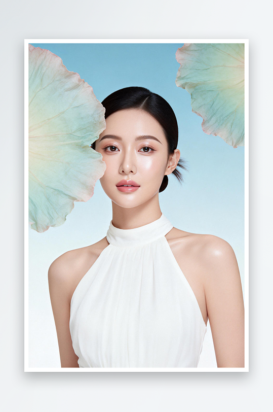 白色礼服美业人物春季医美美女人物摄影图-众图网