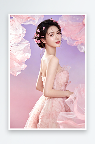 春季花朵春季医美美女人物摄影图