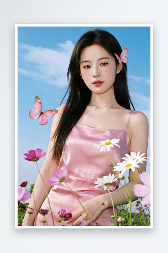 春季花朵春季医美美女人物摄影图