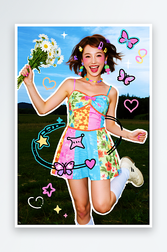 创意拼贴风妇女节女生摄影图