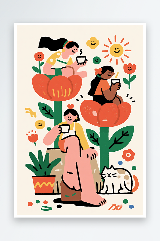 美丽女神季创意时尚妇女节女生插画-众图网