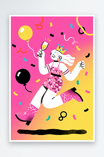 美丽女神季创意时尚妇女节女生插画