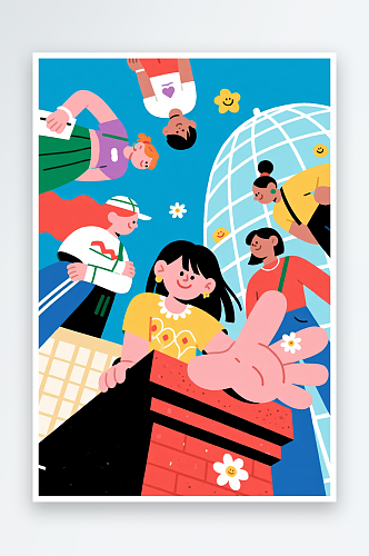 美丽女神季创意时尚妇女节女生插画