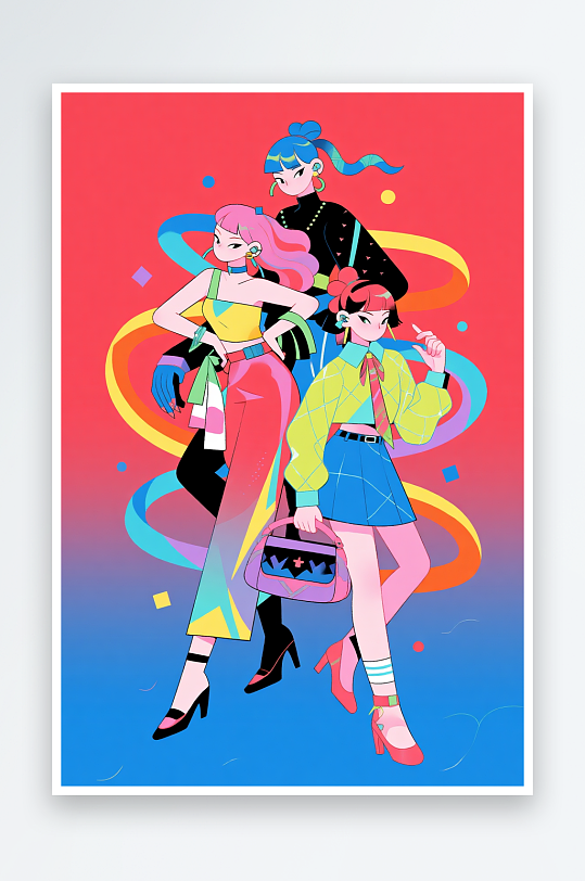 花束女神季创意时尚妇女节女生插画-众图网