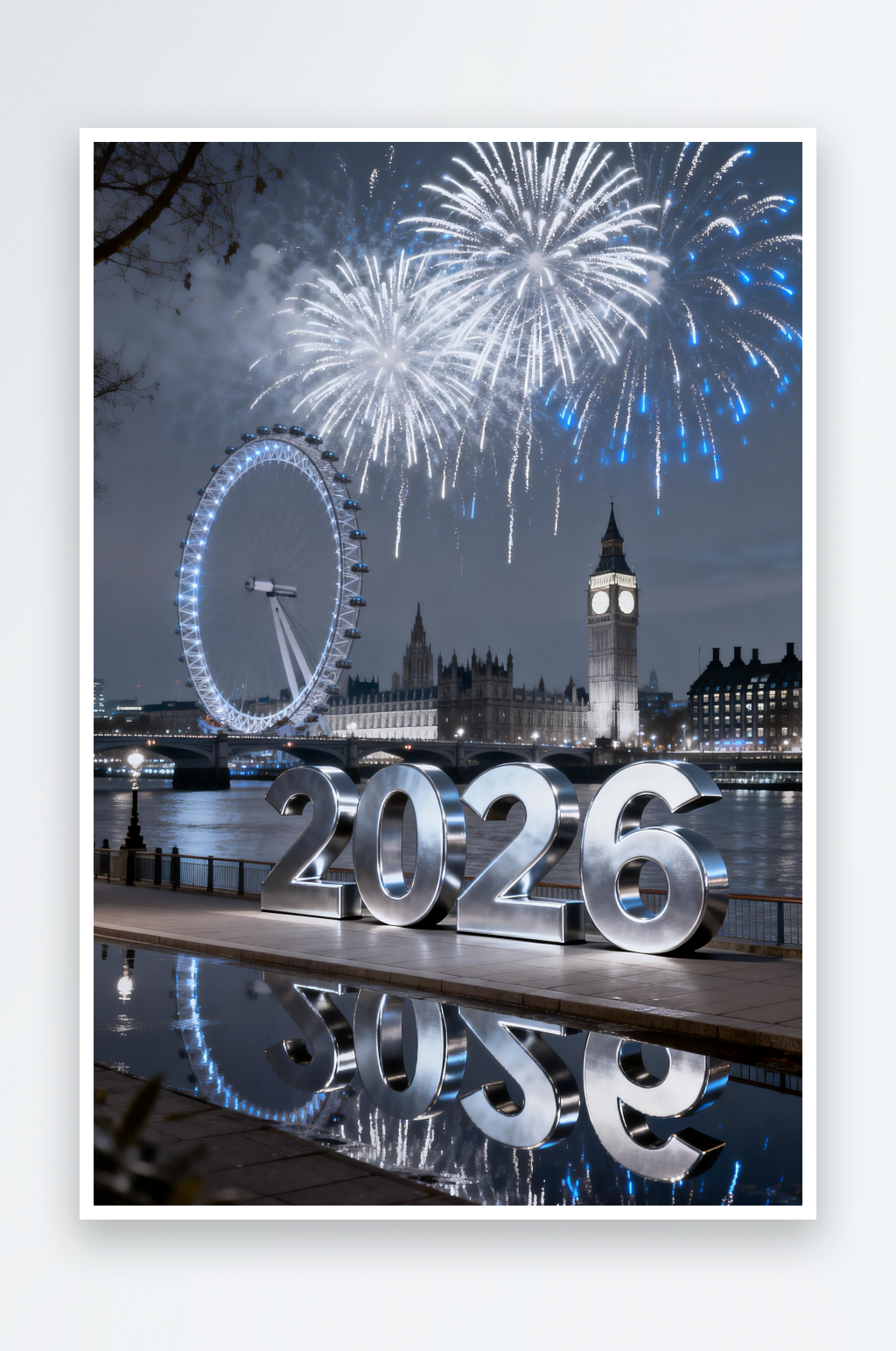 中国春节2026年新年城市烟花夜景摄影图素材