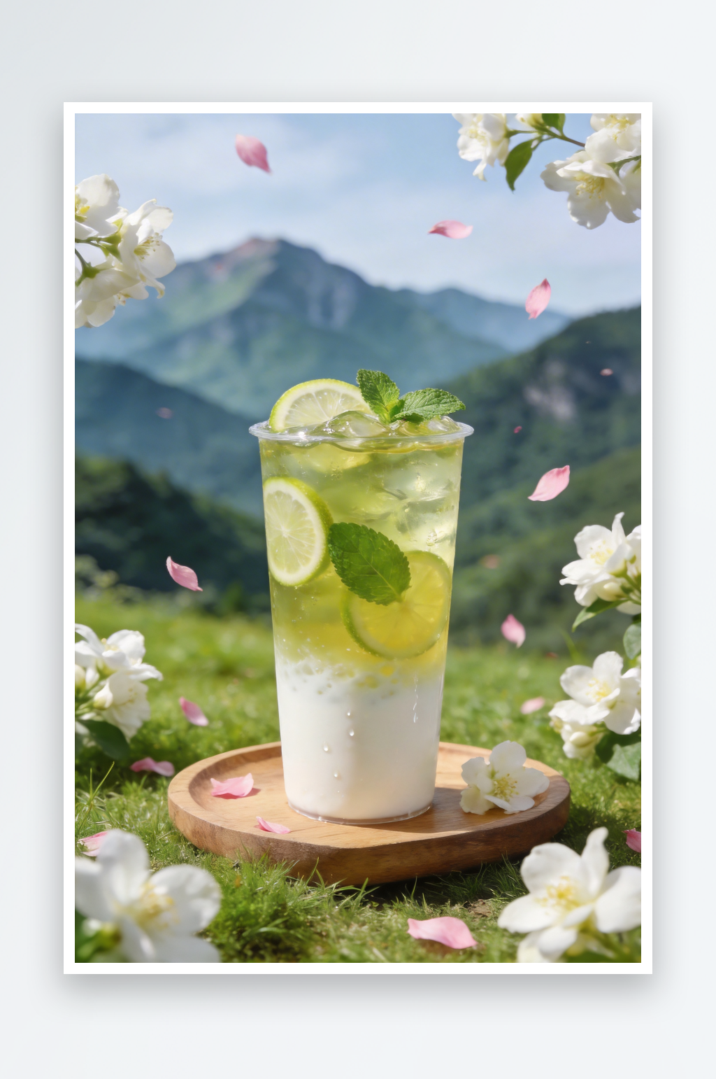 柠檬绿茶春季奶茶咖啡饮品摄影图素材