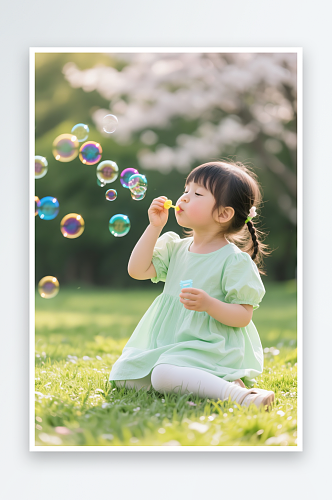 童真儿童写真春季儿童户外春游玩乐摄影图