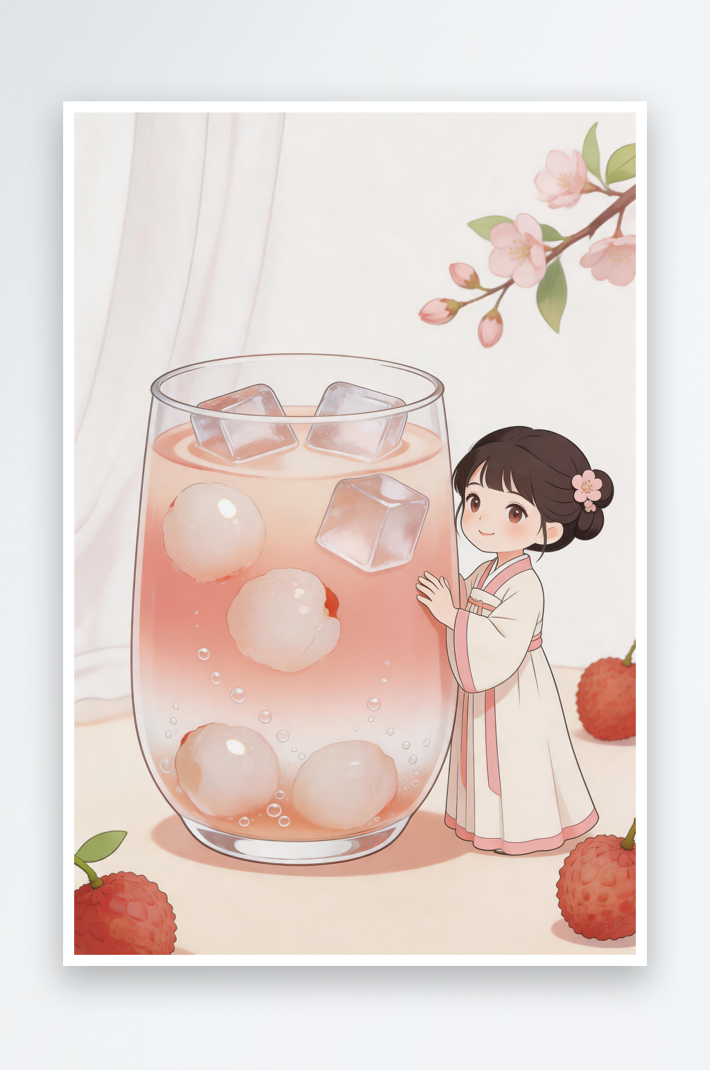 芒果奶茶水彩夏季奶茶饮品冷饮插画素材