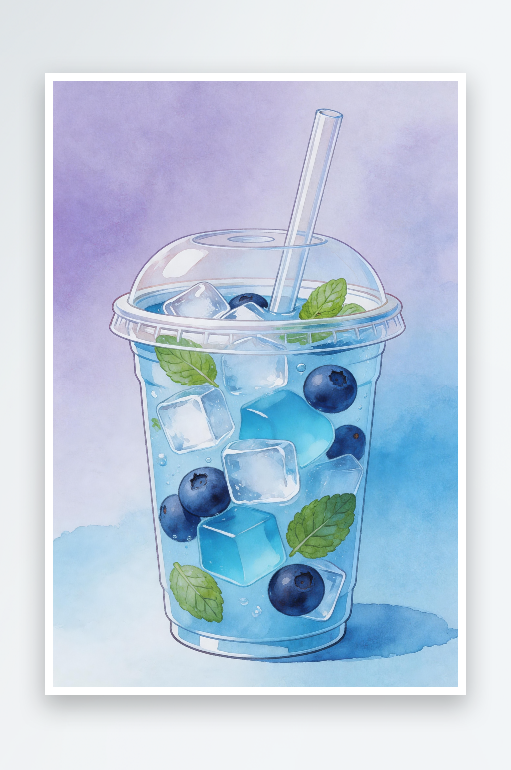 芒果奶茶水彩夏季奶茶饮品冷饮插画素材