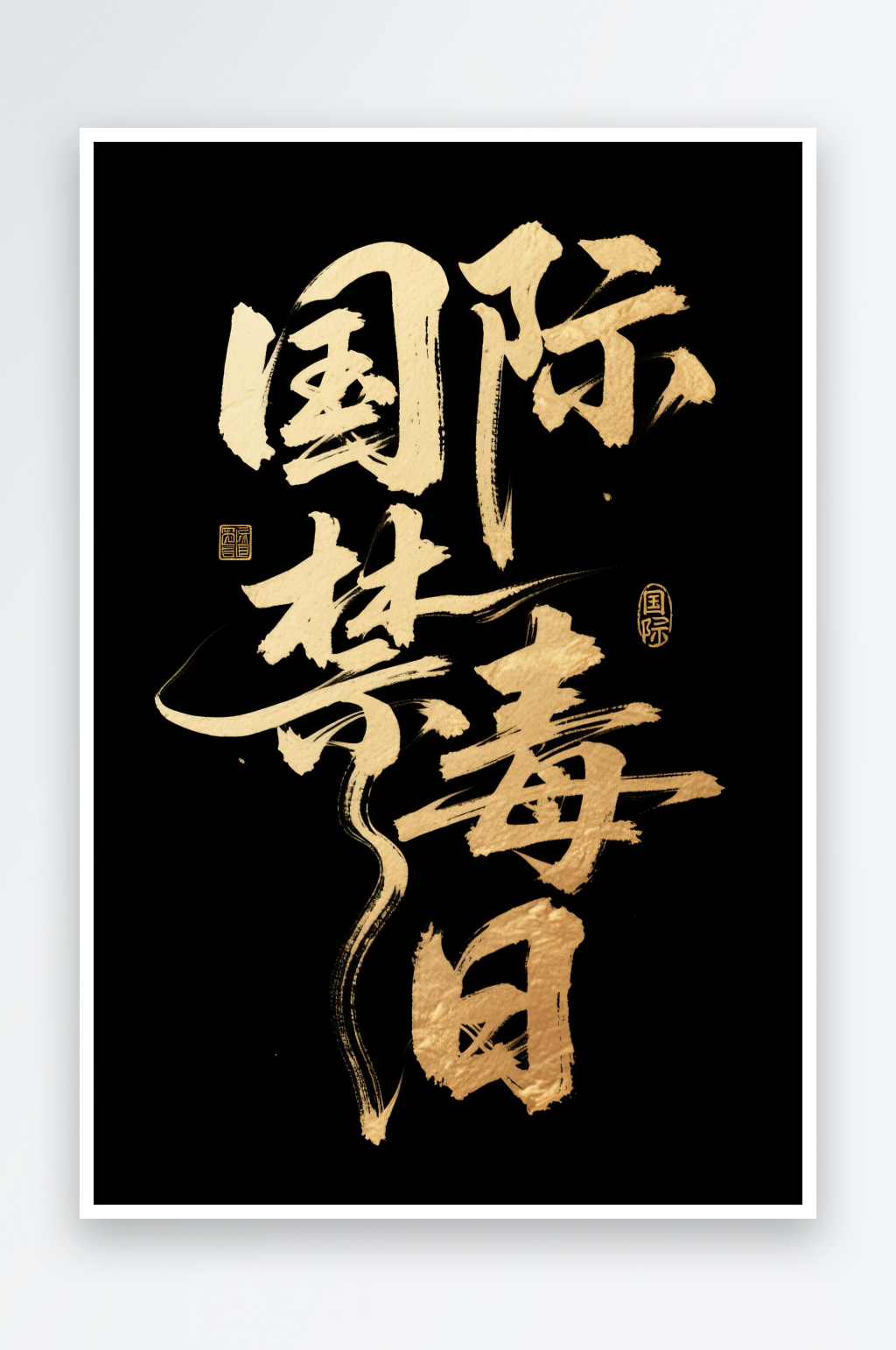 毛笔字国际禁毒日字体设计艺术字素材