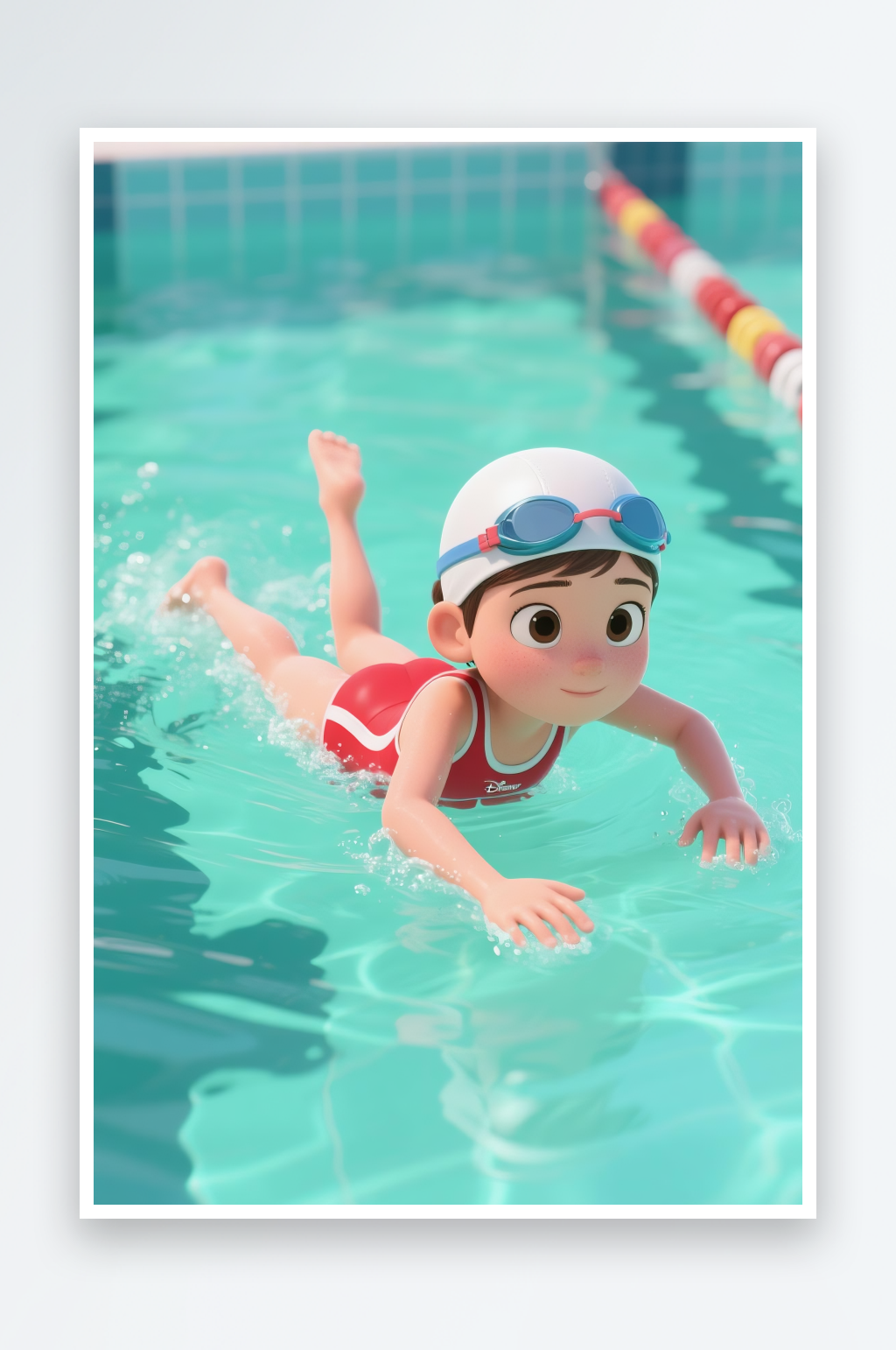 扁平夏日儿童游泳游泳圈游泳培训人物插画素材