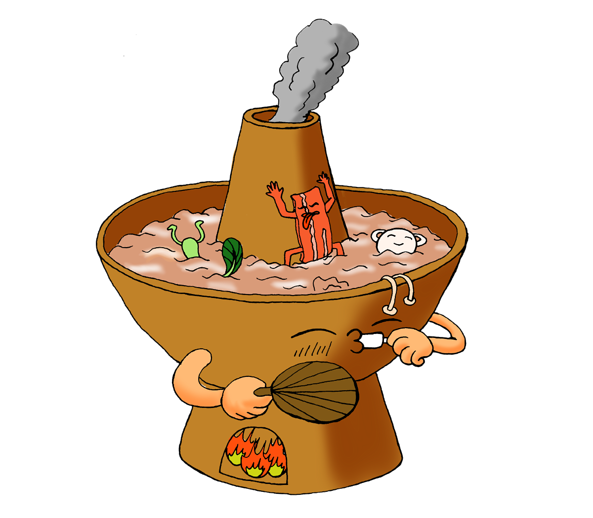 绘火锅美食手插画素材
