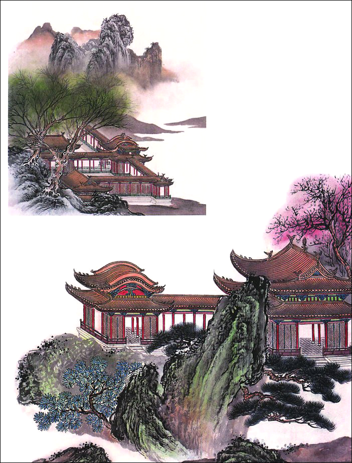 中式水墨画手机电脑图案元素素材
