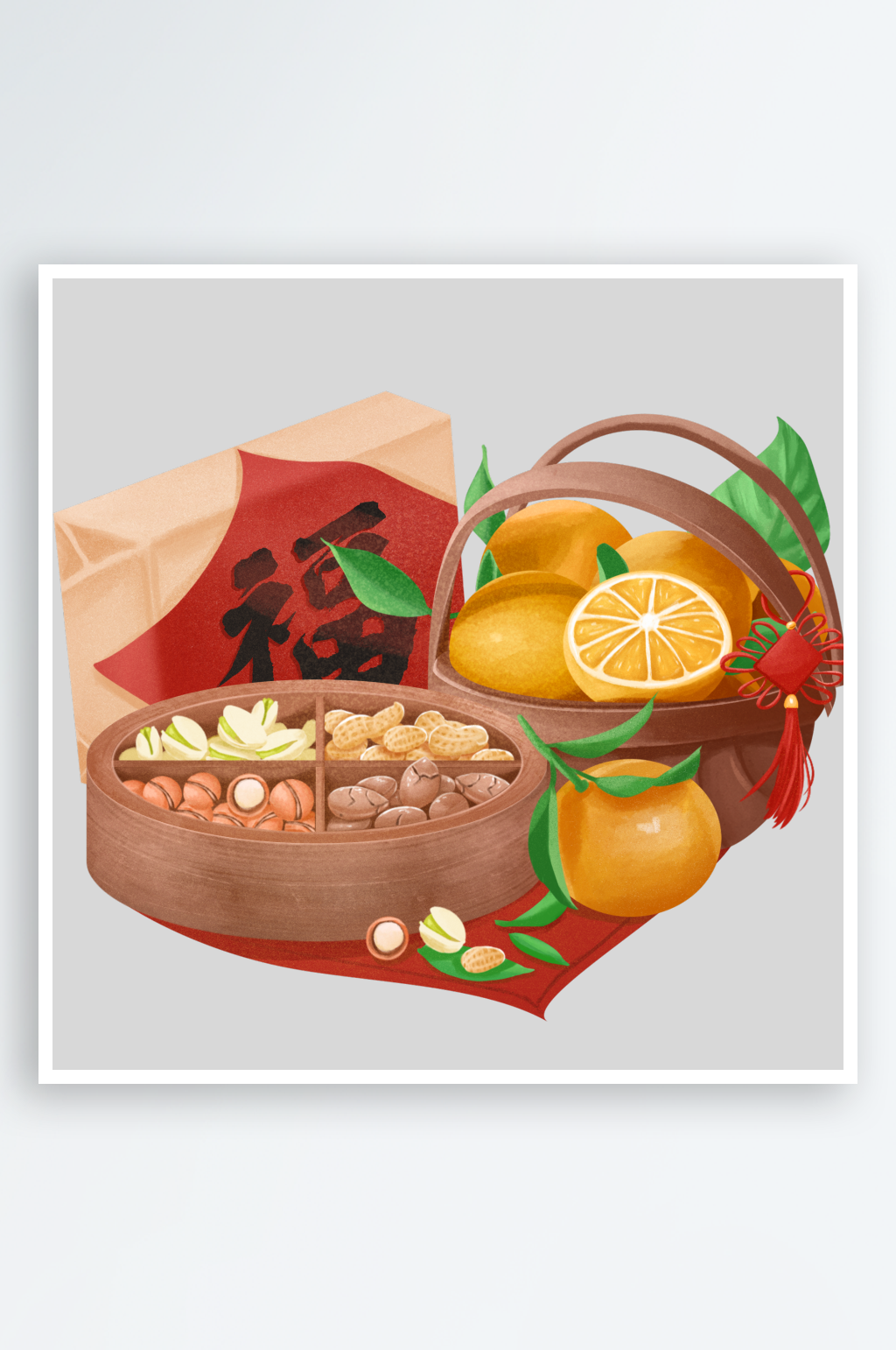 新年喜庆手绘剪纸插画元素素材