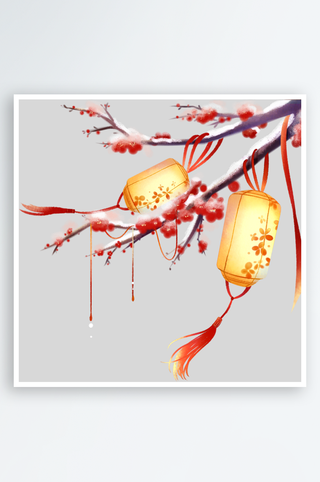新年喜庆手绘剪纸插画元素素材