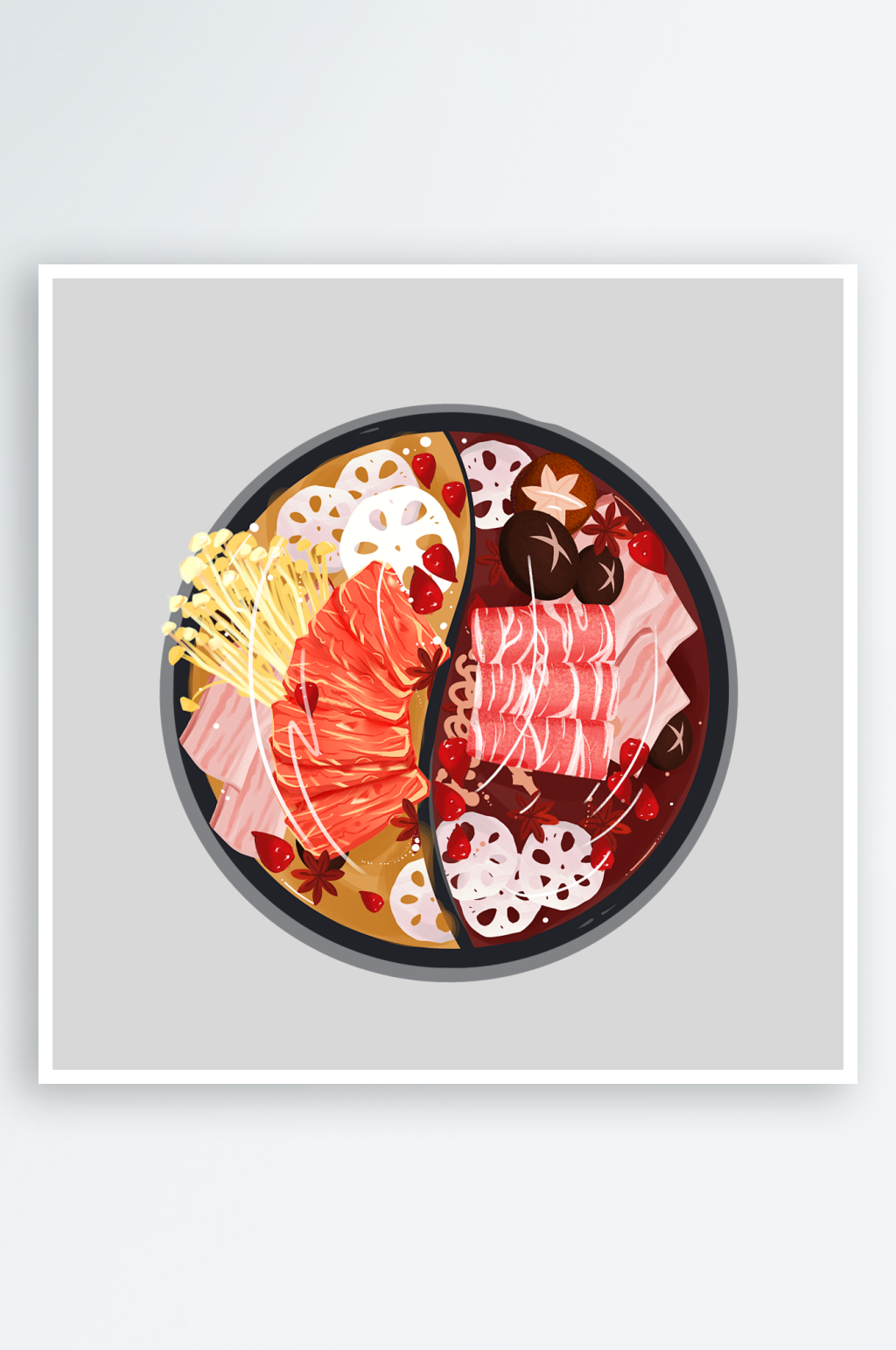 手绘插画火锅美食元素素材