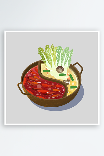 手绘美食火锅蔬菜插画元素
