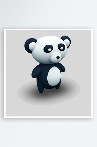 3D立体熊猫透明图标免扣元素