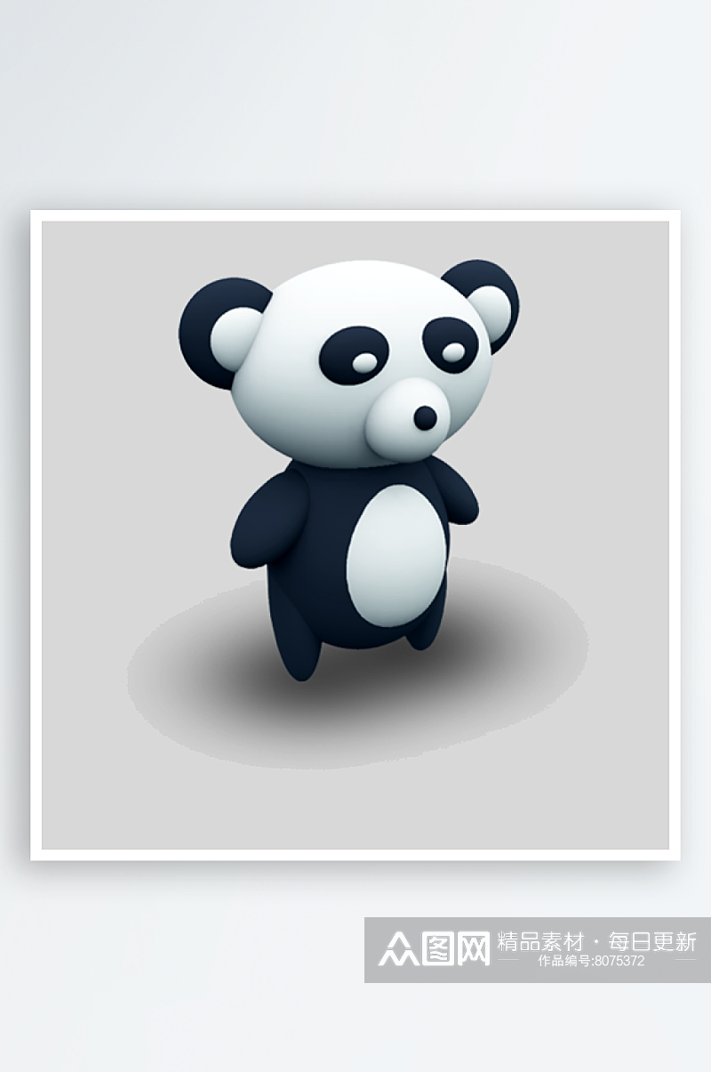 3D立体熊猫透明图标免扣元素素材