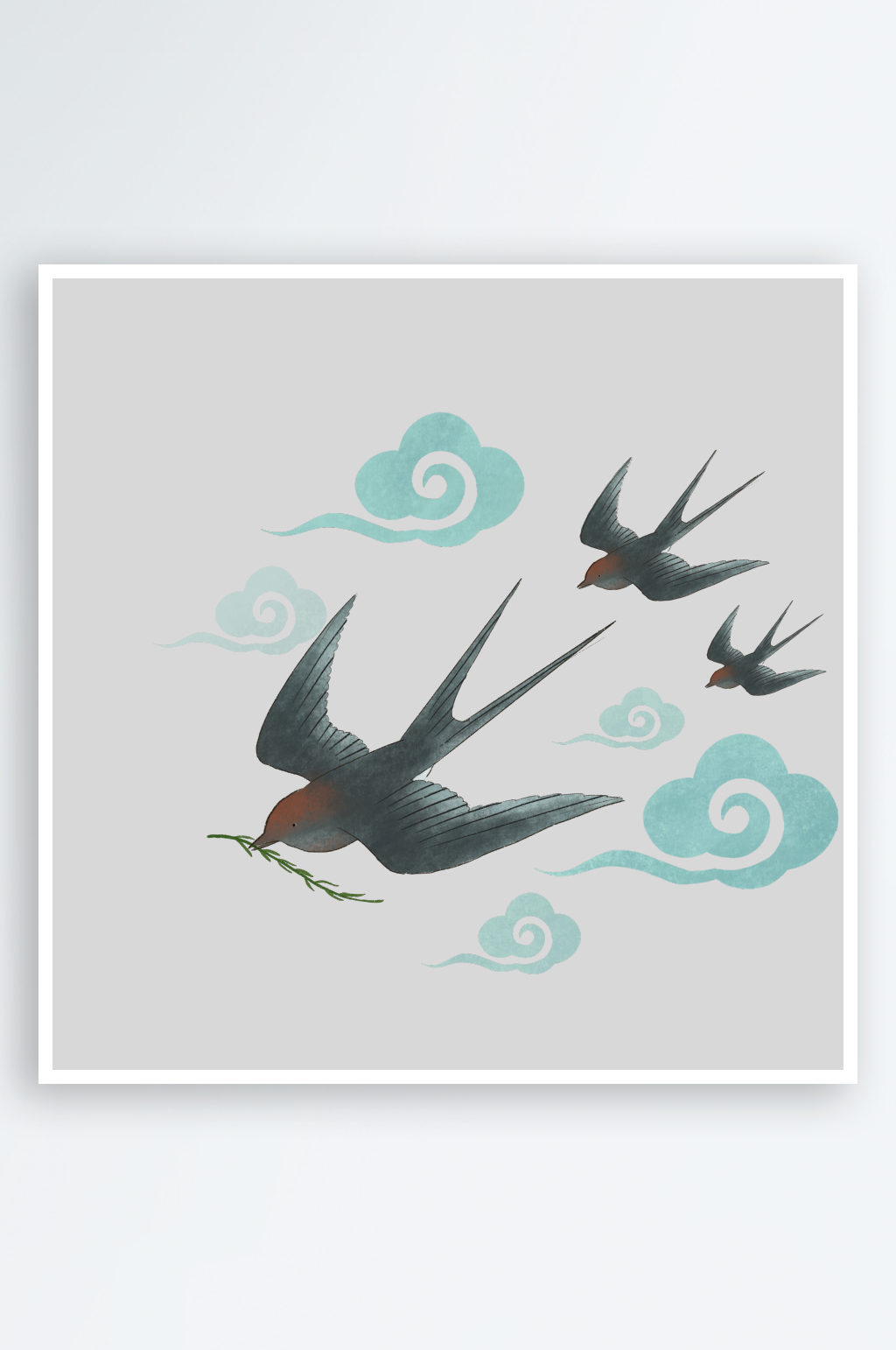 手绘春游清明青团踏青插画素材