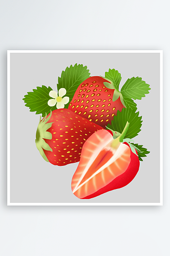 手绘插画水果橘子草莓苹果果篮