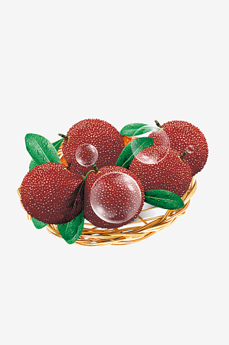 手绘插画水果橘子草莓苹果果篮