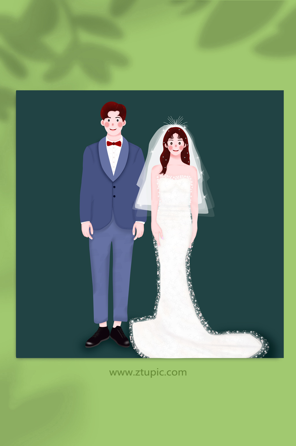 情侶婚紗照婚禮人物插畫素材