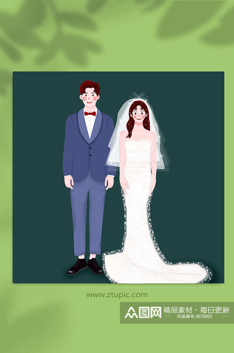 情侣婚纱照婚礼人物插画素材