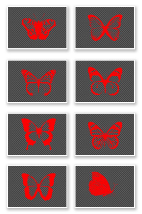 红色的清晰蝴蝶形状图