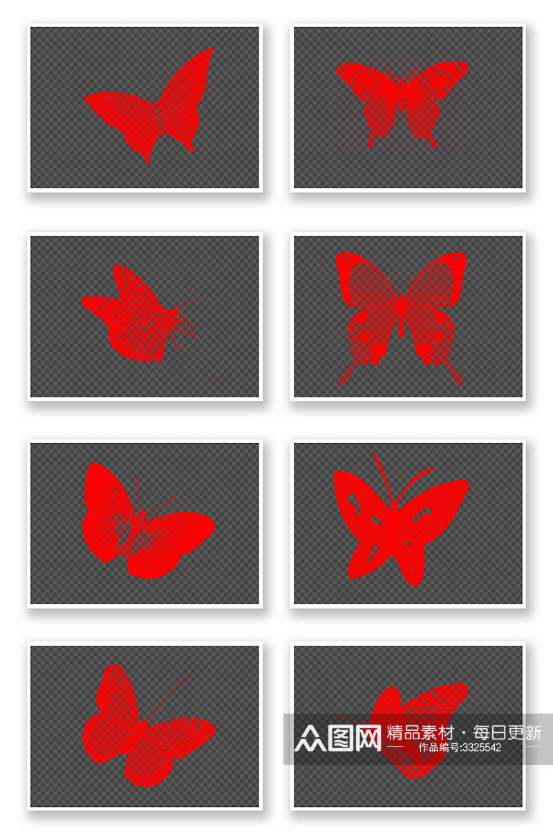 红色的形状多角度蝴蝶素材