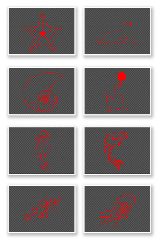 海产品卡通形状线条型