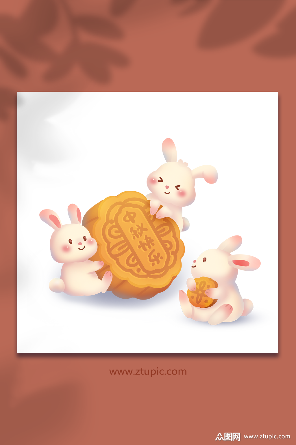 中秋节兔子吃月饼原创插画模板下载-编号2402541-众图网