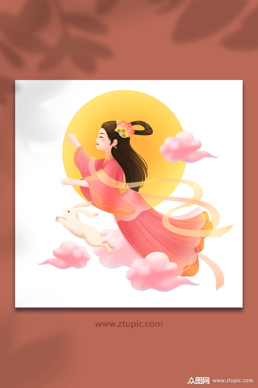 中秋节嫦娥奔月原创插画设计