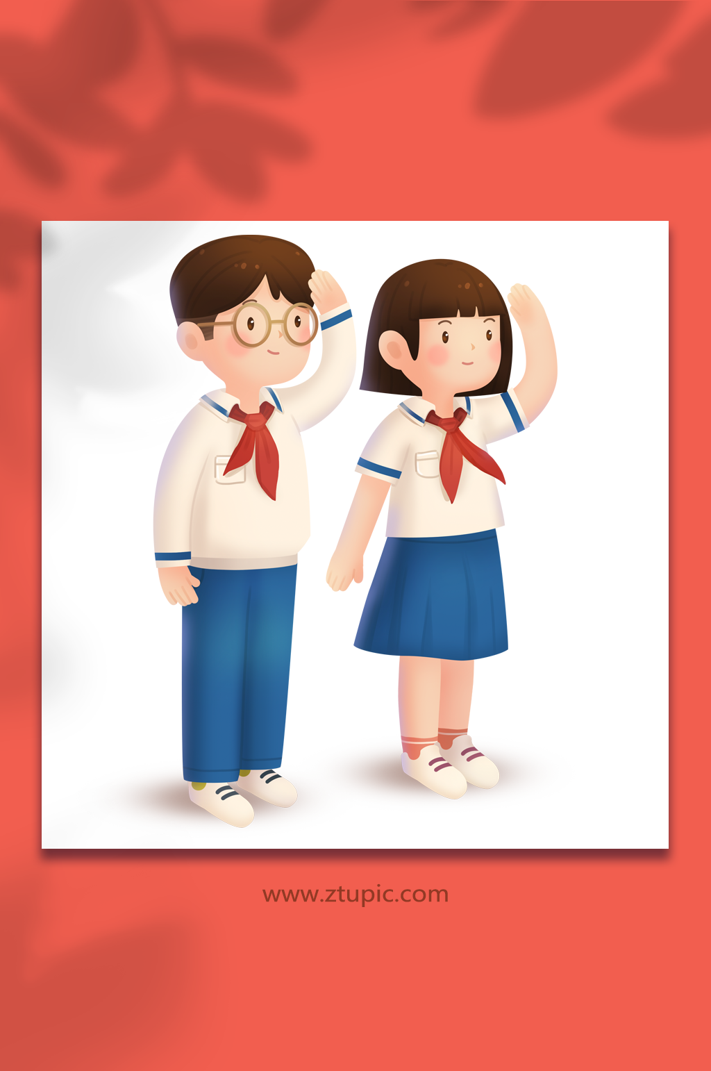 毕业季 开学季小学生开学季插画 国庆节原创插画升国旗