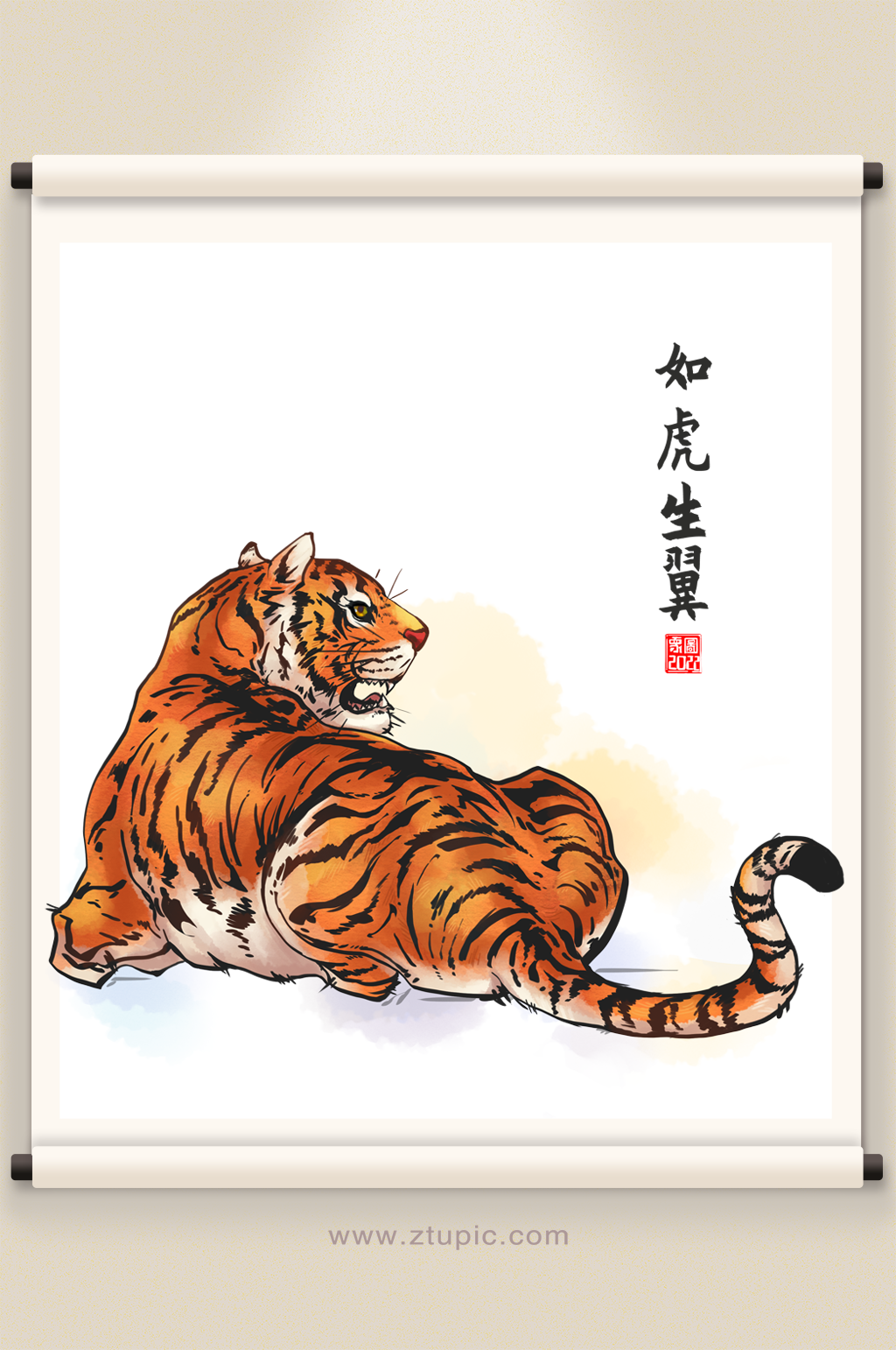 2022原创如虎生翼虎年插画设计素材