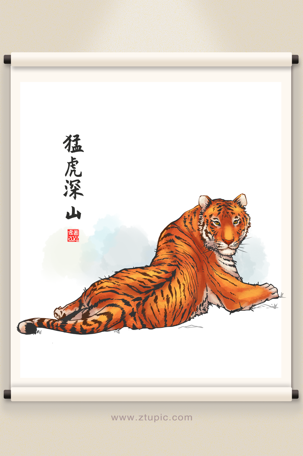 2022原创猛虎深山虎年插画设计素材