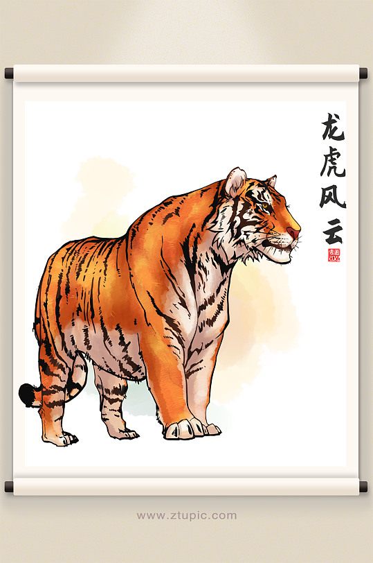2022原创龙虎风云虎年插画设计-众图网