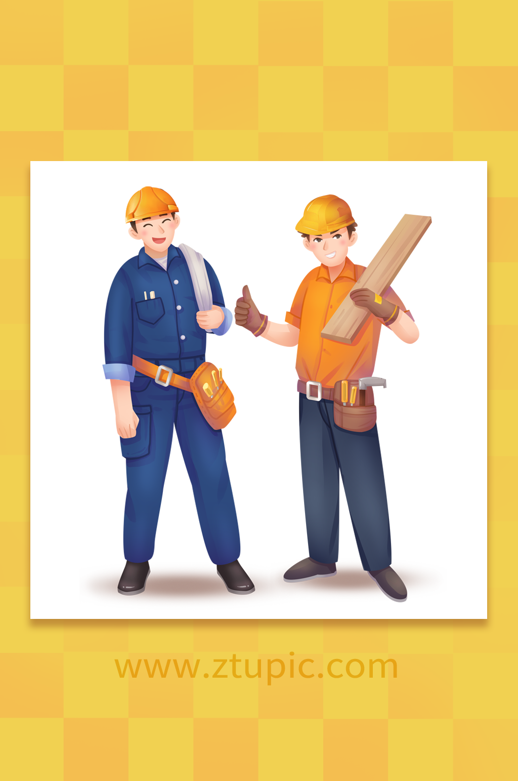 五一劳动节勤劳阳光工人插画素材
