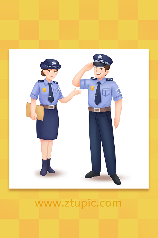 五一劳动节执法公安警察插画