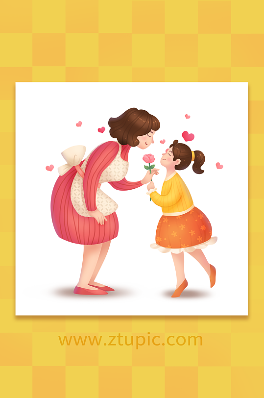 妈妈礼物母亲节人物插画-众图网