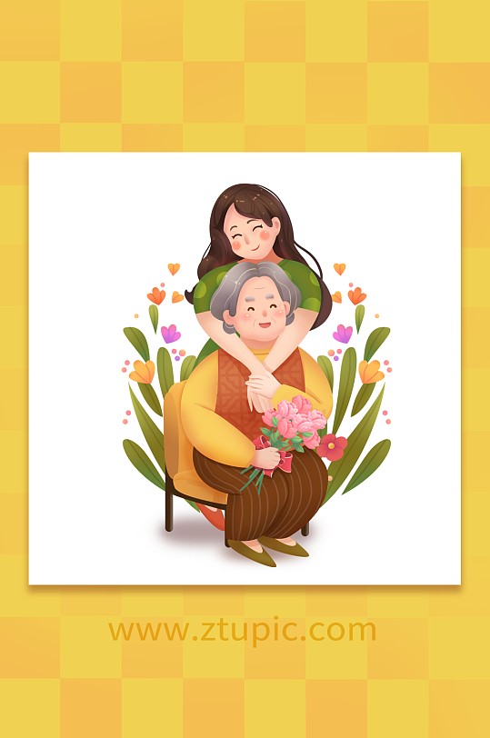 花样妈妈和蔼母亲节人物插画-众图网