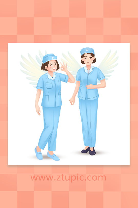 可爱最美天使护士节人物插画