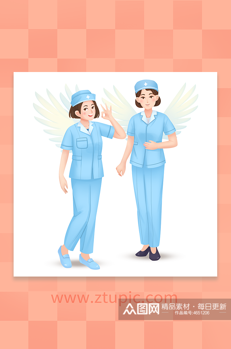 可爱最美天使护士节人物插画素材
